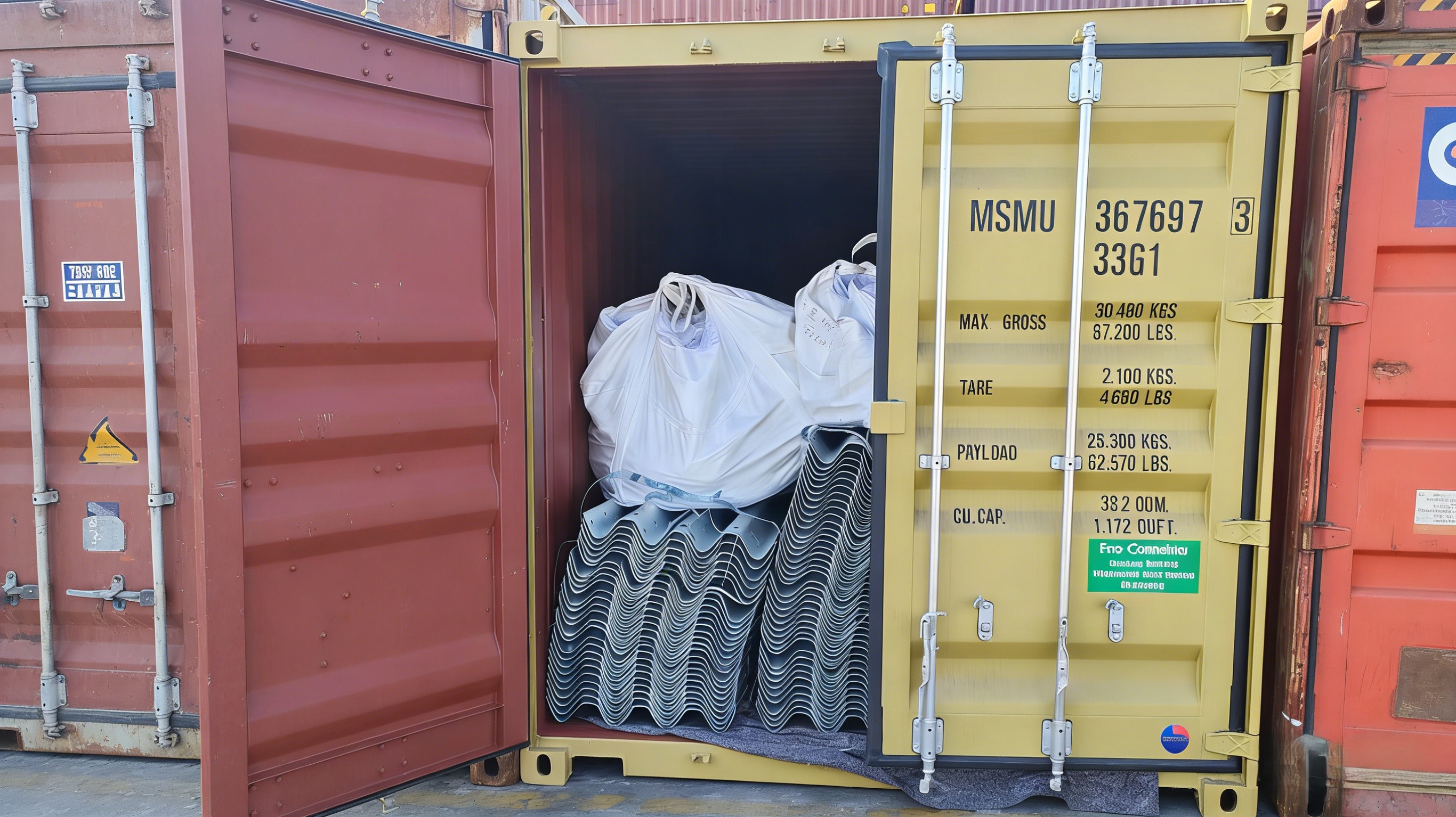 Container loading comparison showing 45% more units with ZAM steel